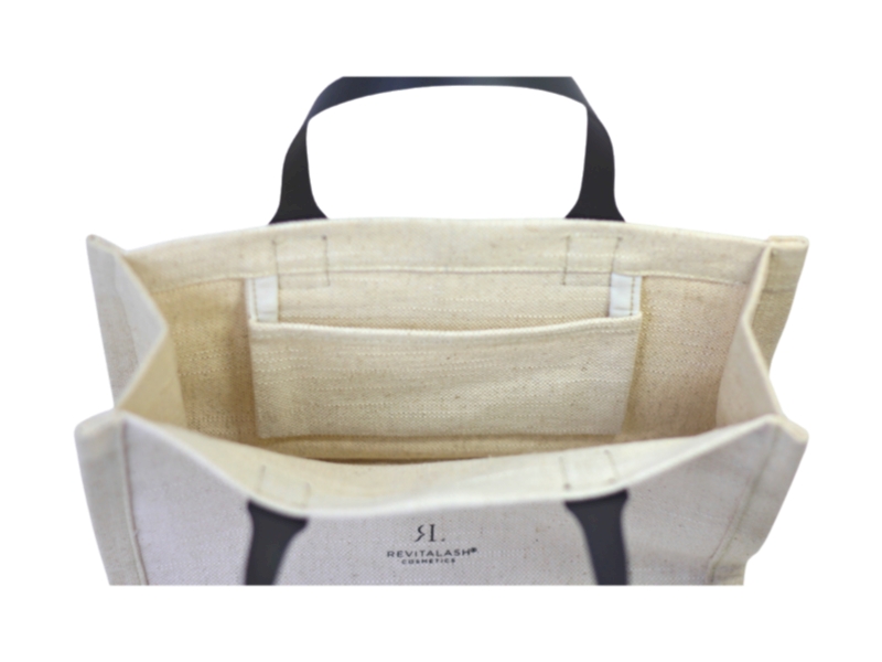 PK23040 Cotton Linen Tote with Leather Handles