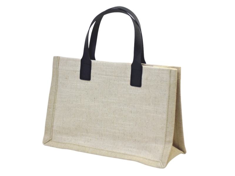 PK23040 Cotton Linen Tote with Leather Handles