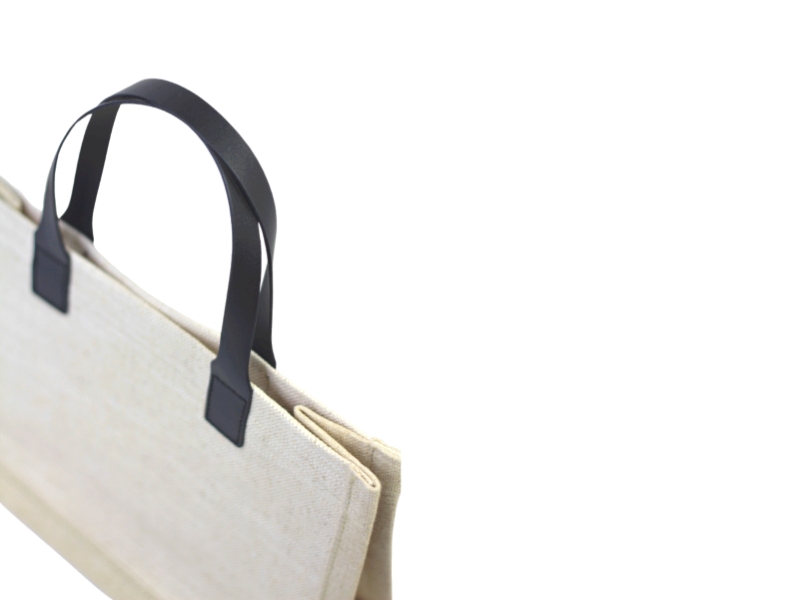 PK23040 Cotton Linen Tote with Leather Handles