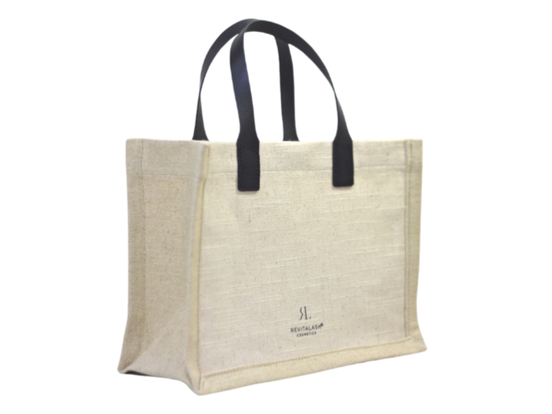 PK23040 Cotton Linen Tote with Leather Handles