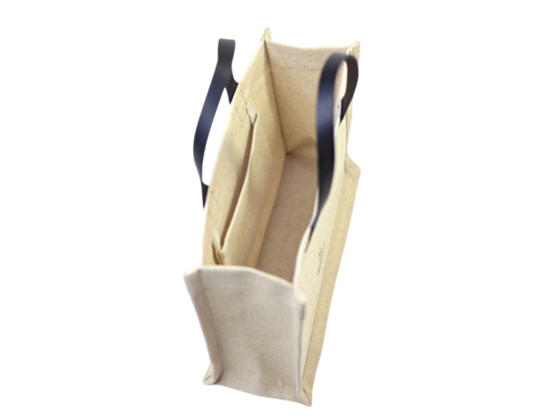 PK23040 Cotton Linen Tote with Leather Handles
