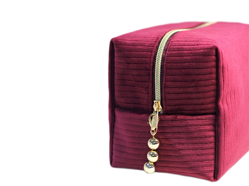PK22233 Striped Velvet Make-up Bag