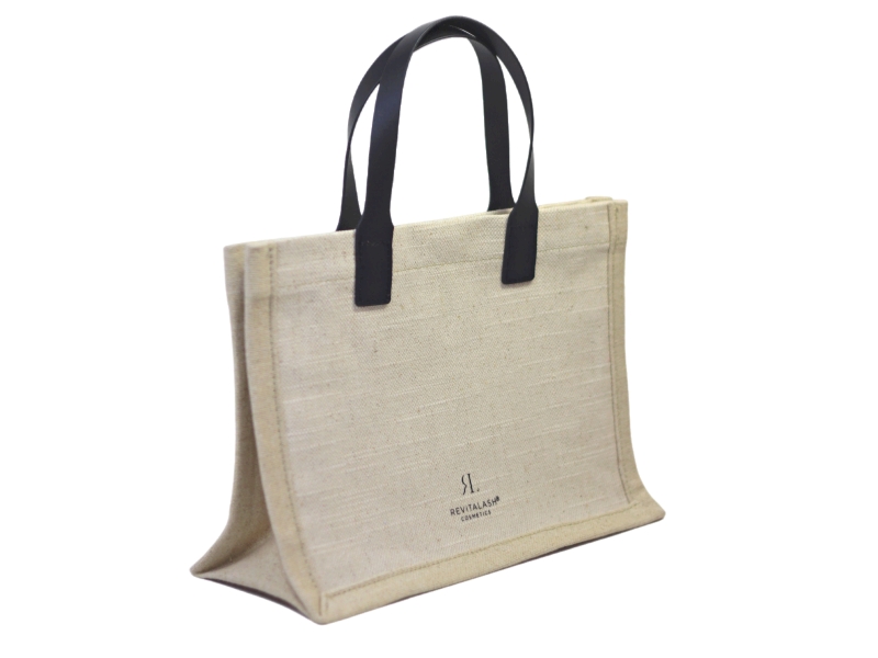 PK23040 Cotton Linen Tote with Leather Handles