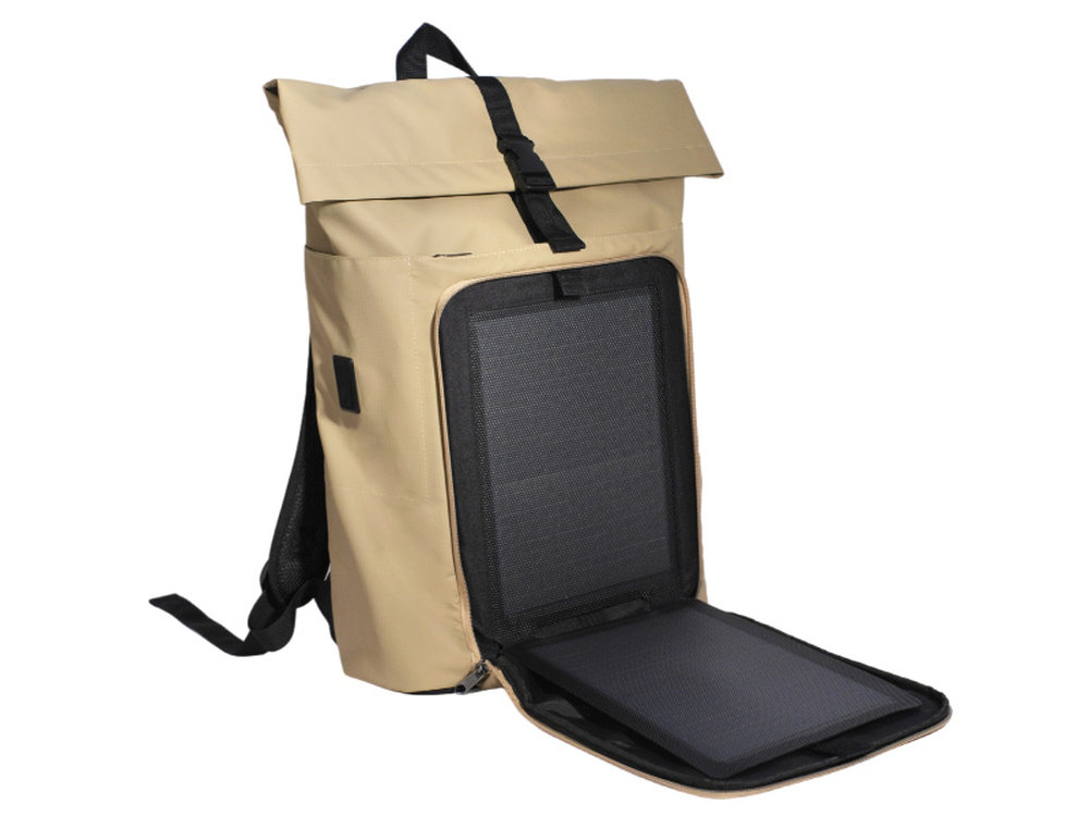 Solar Charging Rolltop Backpack - Durable, Eco-Friendly, and Customizable